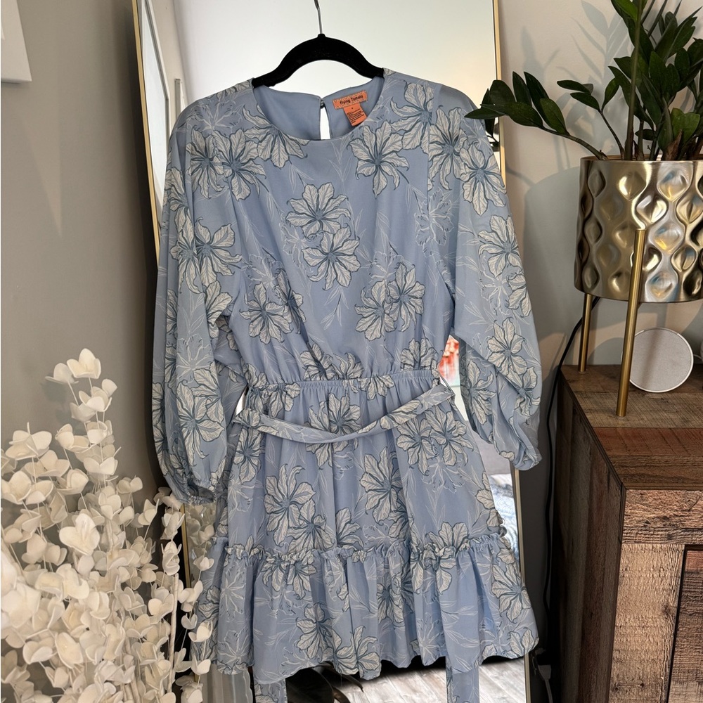 Flying Tomato Floral Blue Dress with Belt
